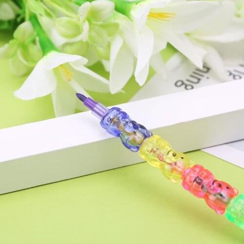 4Pcs 5 Colors Stacker Swap Cute Snowman crayon For School Children painting Toys C5AE