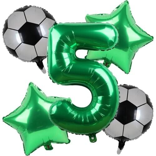 5pcs/lot Football Foil Balloons 32inch 0-9 Number Birthday Party Decorations Kids Boy World Cup Soccer Party Supplies Globos