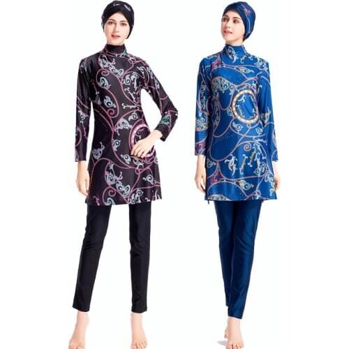 Bikini Stroj Kapielowy Plus Size Print Costum Baie Zwempak Moslim Long Sleeve Muslim Swimsuit 2019 Vrouw Zwemkleding Islamitisch