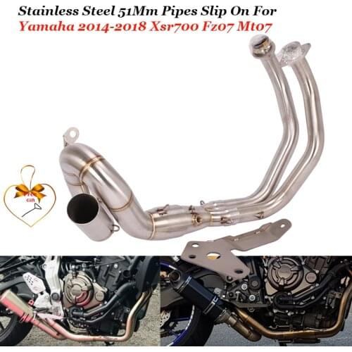 Mt-07 Fz-07 Exhaust Pipe Connection Complete Of 304 Stainless Steel 51Mm Pipes For Yamaha 2014-2018 Xsr700 Fz07 Mt Mt07 Slip On