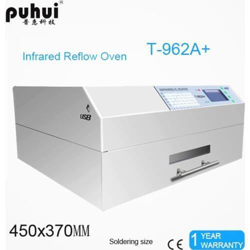 2300W PUHUI T-962A+ Reflow Wave Oven Infrared IC Heater T962A+ Reflow Oven LED BGA SMD SMT Rework Sation 450*370mm