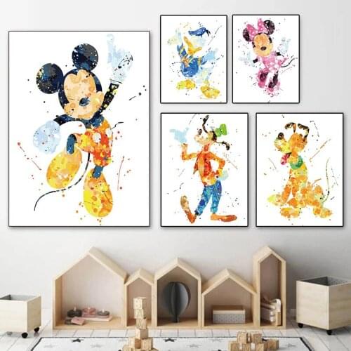Disney Cartoon Mickey and Minnie Canvas Paintings Anime Posters and Prints Wall Art Pictures for Living Kids Room Home Decor