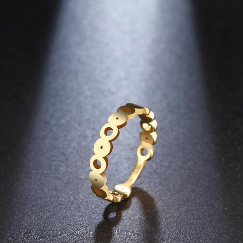 DOTIFI For Women Rings Hollow Circle Solid Circle Connected Design Stainless Steel Gold and Silver Color Ring Party Jewelry Gift