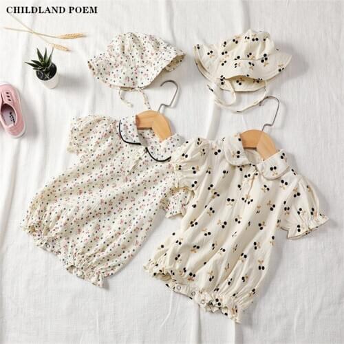 Baby Clothes Newborn Baby Girl Clothes Summer Infant Baby Romper Jumpsuit With Sun Hat Toddler Baby Boy Romper Clothes Sunsuit