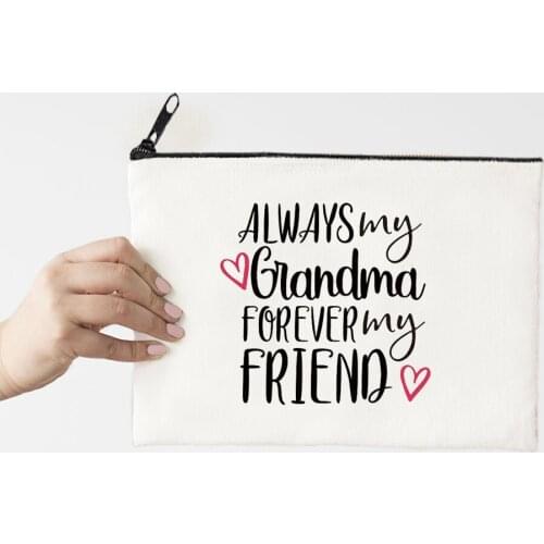 Cosmetic Bag Dear Grandma Letter Makeup Bags Women Friends Makeup Pouch Ladies Portable Cosmetic Case Girls Beauty Bag