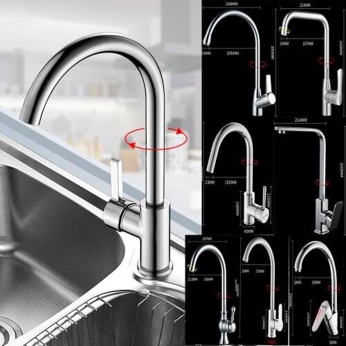 Kitchen Faucet 360 Degree Rotation Rule Shape Curved Outlet Pipe Tap Basin Plumbing Hardware Brass Sink Faucet