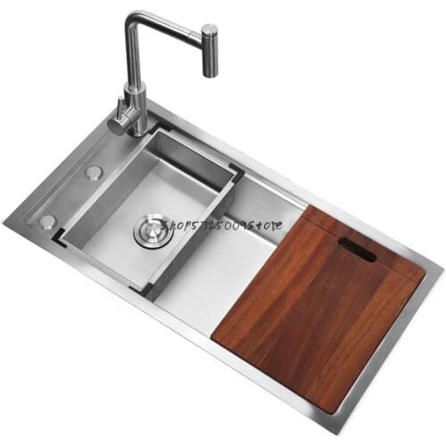 Ladder Sink 304 Stainless Steel Hand Wash Basin Under Counter Kitchen High And Low Sink Large Single Sink 721