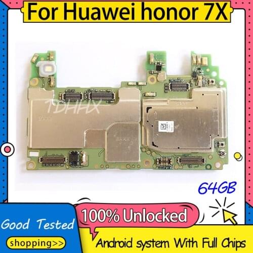 100% Working For HUAWEI Honor 7X Motherboard,100% Unlocked Logic Board 64GB For HUAWEI Honor 7X Mainboard With Full Chips