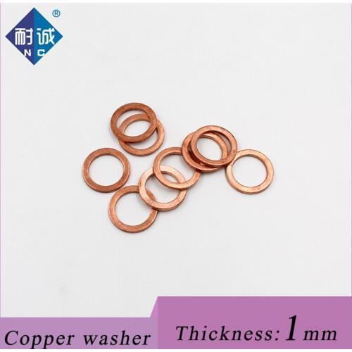 50Pcs thickness 1mm M5 M6 M8 M10 M12 M14 M16 T3 copper washer O-ring marine gasket flat seal ring fittings