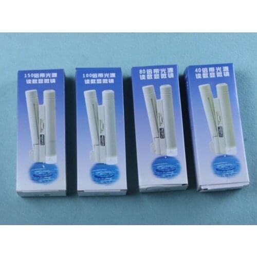 Mini LED 40/80/100/150X Foldable reading Magnifying glass, Magnifier LED light microscope with Measuring Sacle line