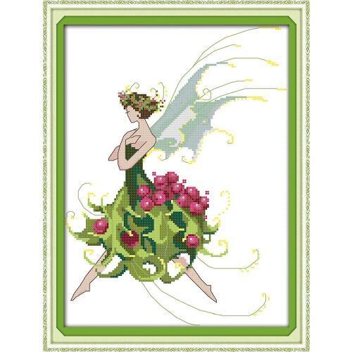 Holly fairy cross stitch kit cartoon beauty count stamped fabric 14ct 11ct hand embroidery DIY handmade needlework supplies bag