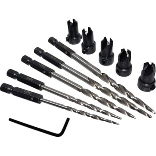HOT 11Pcs Wood Countersink Drill Bit Set With 1/4 Hexagon Handle Counter Sink Bit For Wood Woodworking Carpentry Reamer