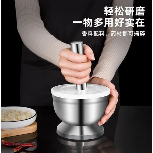 Stainless Steel Triturator Home Grinding Manual Mortar Meshed Garlic Device home gadgets kitchen accessories