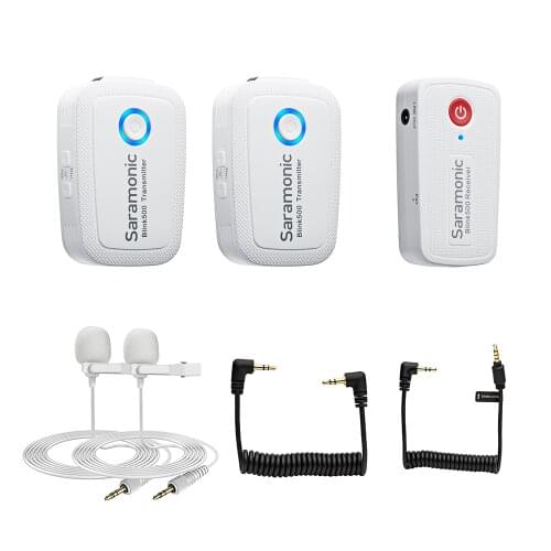 NEW Saramonic Blink500 B1W / B2W white 2.4GHz Dual-Channel Wireless Microphone with Lavalier Interview mic for Phone DSLR