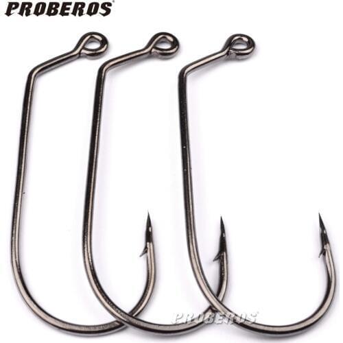 Wholesale 500pc Fishing Hook Stainless Steel 1/0-2/0-3/0-4/0-5/0-6/0# Oshaughnessy fishhook black Jig Big Hook Treble Hooks