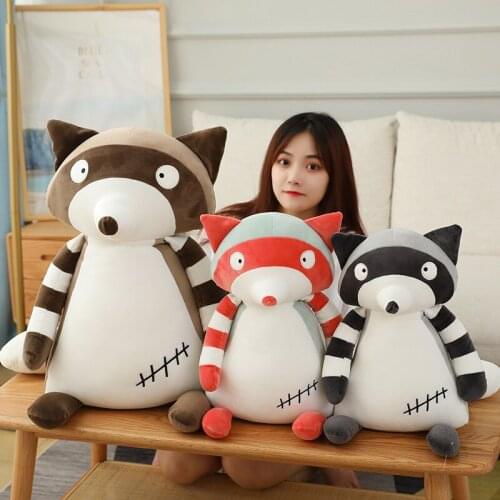 50/80CM Cute Raccoon Plush Toy Stuffed Soft Animal Cartoon Pillow Cushion Lovely Birthday Gift for Kids Kawaii Valentine Present