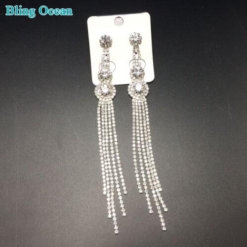 Brilliant Long Dangle Tassel Earrings Jewelry Stunning Crystal Drop Ear Decoration Earrings