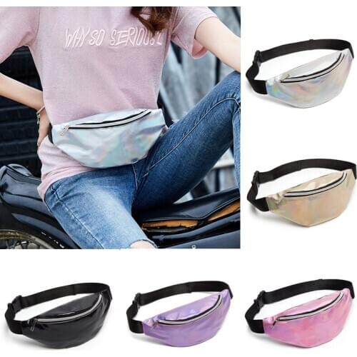Women Waist Bag Fanny Pack Running Zip Belt Clutch Purse Money Pouch Holiday Bag Small Purse Black Gold Pink Purple Silver