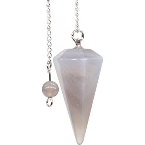 Natural Gemstone Gray Agate Bonded Pendulum Healing Crystal Reiki Dowsing Energy Chakra Tool