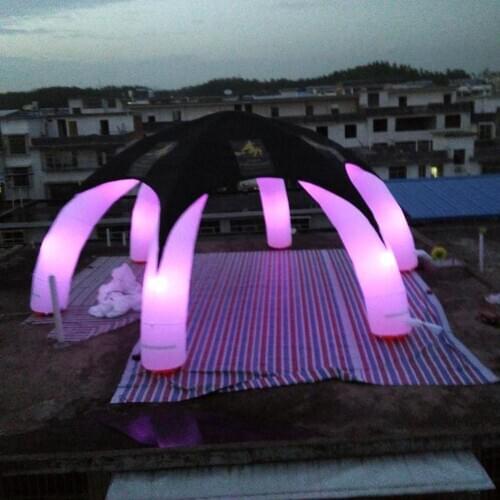 Advertising promotion led inflatable spider tent with removeable walls event station dome canopy marquee booth with air blower