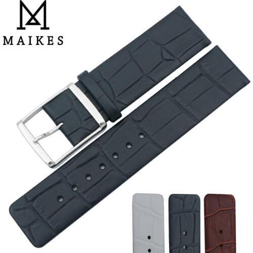 MAIKES New Arrival Genuine Leather Watch Band 16mm 18mm 20mm 22mm High Quality Brown Black Watch Strap Case For CK Watch