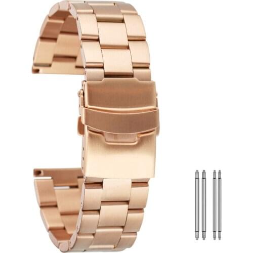 20/22mm Solid Stainless Steel Watch Band High Quality Rose Gold/Gold/Blue Folding Clasp Metal Straps Replacement Bands
