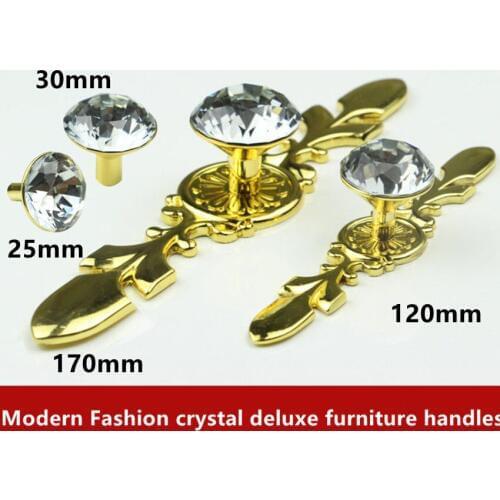 Glass Dresser Knob Crystal Drawer Knob Pull Handle Golden Clear Rhinestone Cabinet Door Handle BackPlate polished brass diamond