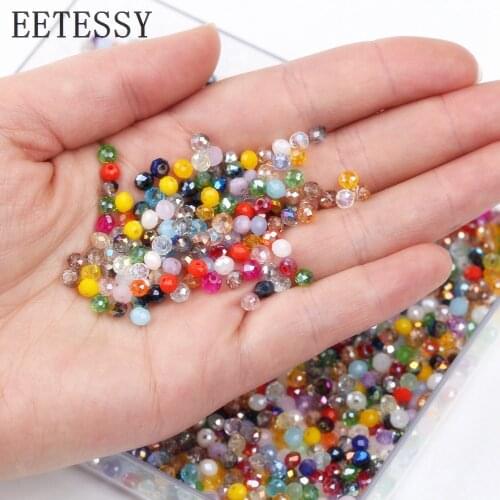 4mm/6mm Multicolor Crystal Beads Austria Faceted High Quality Loose Spacer Round Glass Beads For Jewelry Making DIY Accessories