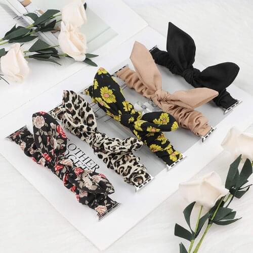 Scrunchies Strap for Apple Watch Band 38mm 40mm Fabric Strap for Iwatch 5 6 4 3 42mm 44mm Butterfly Bow Cloth Women Bracelet