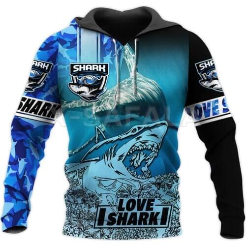 Animal Love Shark 3D Print Hoodies Man Women Harajuku Pullover Sweatshirt Hooded Outwear Casual Tracksuit Unisex Zip Up Jacket-3