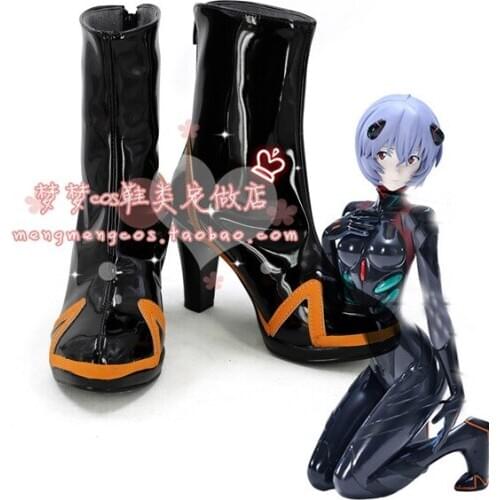 EVA Ayanami Rei Cosplay Shoes Black High heels customize free shipping A