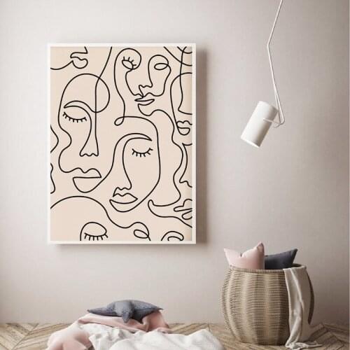 Face Line Art Minimalist Nordic Canvas Painting Wall Picture Poster Living Room Decoration Wall Decor For Home Interior