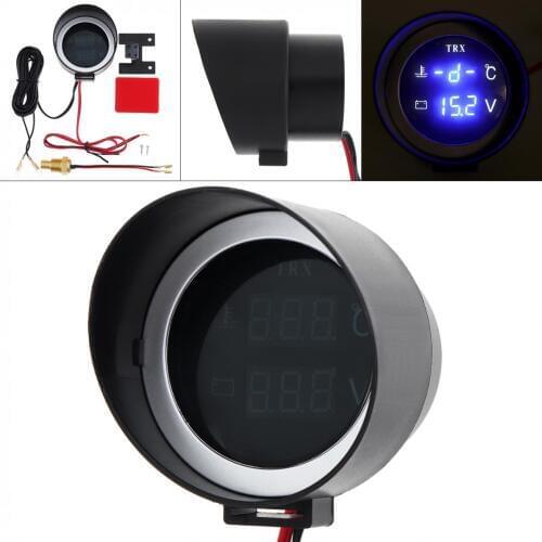 12V Blue Light Universal Car LCD Digital Voltmeter Water Temp Gauge Meter with Sensor for Car