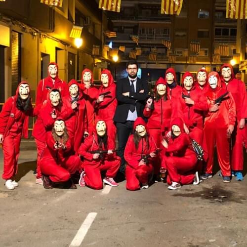 Party Paper House La Casa De Papel Cosplay Salvador Dali Movie Robbery Costume Halloween Christmas Mask Stage Costumes