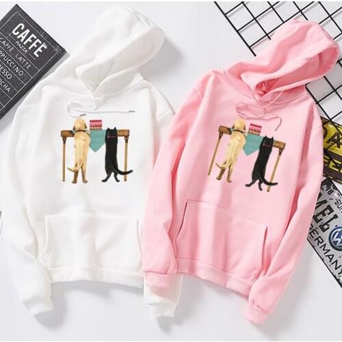 Feminine Itself Hoody Winter Cartoon Graphics Printing Pink Cute Hoodies Womens Sweatshirt Long Sleeve Pullovers Loose Hooded