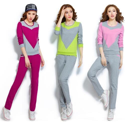 2017 Solid O-neck Long-sleeve Sweatshirt And Pant 2 Pieces Lady High Quality Plus Size Tracksuit Women Sport Suit