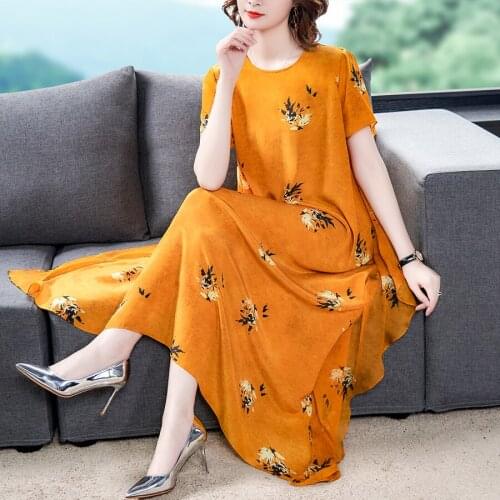 New Arrival Women Dress Female Summer Short Sleeve Lotus leaf Vintage Print Dresses Fashion Loose Casual Plus Size Vestidos