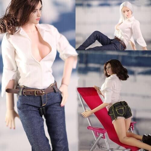 1/6 Scale Figure Costume Shirt Hot Pants Clothes Set Jeans Model For 12 inches Action Figure Body Dolls DIY Accessories Part