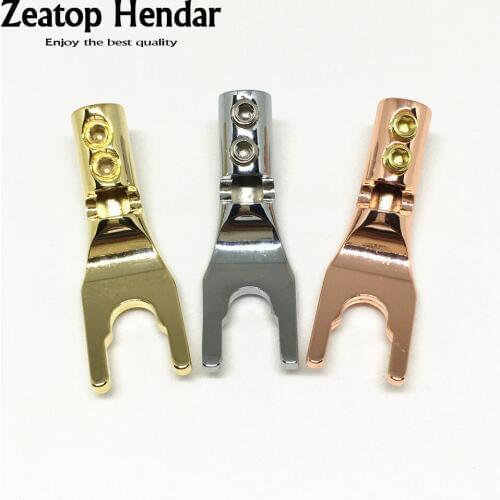 10Pcs U / Y Spade Banana Plug Copper Speaker Terminal Fork Spade Audio Adapter Hifi Connector