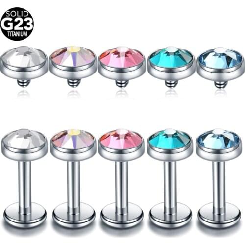 16G Titanium Lip Piercing Opal Internal Thread Lip Stud Ring Ear Cartilage Tragus Helix Piercing Labret Body Jewelry Wholesale