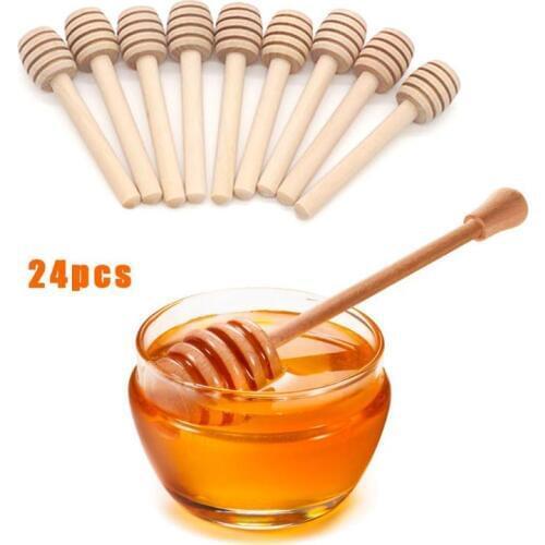 24Pcs Wooden Stirrers Honey Dipper Wood Honey Spoon Stick for Honey Jar Stick Collect And Dispense Honey Tools