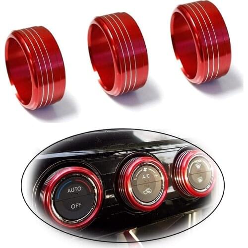 3pcs Silver Anodized Aluminum AC Climate Control Knob Ring Covers Compatible With Subaru WRX STI Impreza Forester XV Crosstr