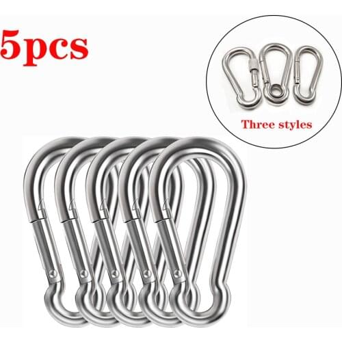 5pc m4/m5/m6 Stainless Steel304 Carabiner Carbine Snap Hook Keychain with nut-lock for Climbing Camping Safety Hook Various Size