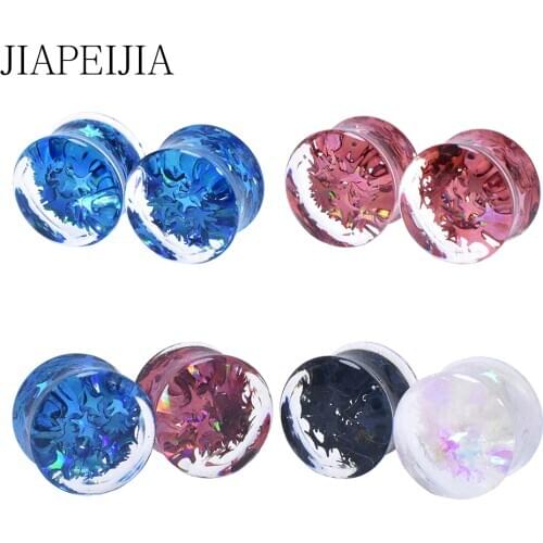 Acrylic Coloured Stars Ear Piercing Tunnels Plugs Ear Expanders Stretched Body Piercing Jewelry 6-30mm