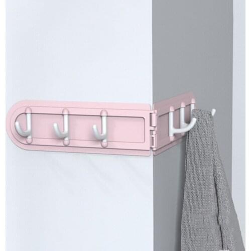 Home Accessories Self Adhesive Corner Hooks Wall Mount Punch Free Hangers With 6 Hooks For Home Bathroom Kitchen Organizer