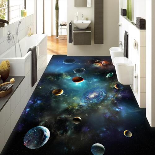 Photo Wallpaper 3D Stereo Universe Starry Sky Floor Tiles Murals Bathroom Kids Bedroom PVC Waterproof Non-Slip Wear 3 D Sticker