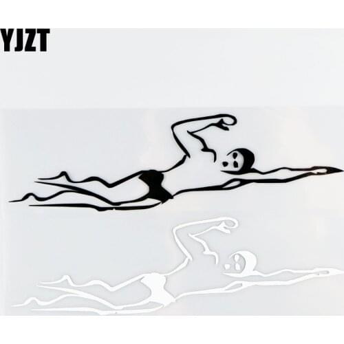 YJZT 18.3×5.6CM Personalized Swimming Sports Sticker Car Sticker Vinyl Decal Black/Silver 20A-0136