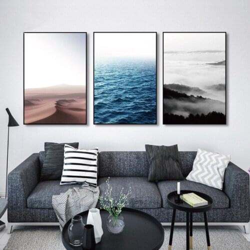 Black Forest Blue Sea Red Desert Natural Scenery Canvas Painting Wall Art Landscape Picture Poster And Print Home Decoration