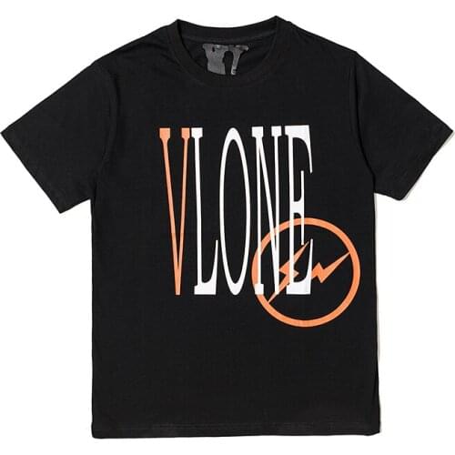 Classic Vlone Short-sleeved Female Couple Loose Street Hip-hop Big V Trend T-shirt Mens Cotton Round Neck 022
