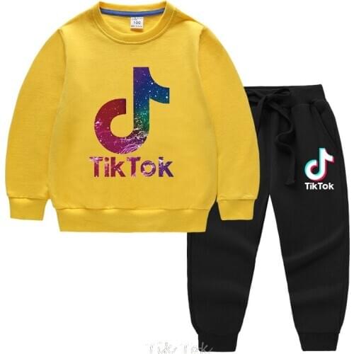 Tik Tok Kids Girls Boys Clothing Sets Childrens Clothes Tops Hoodies Tracksuits Suits Cotton 2Pcs Sweatshirts+trousers